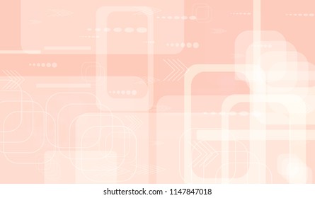 Tech Background. Light Horizontal Technology Background with Frames, Squares, Dots, Arrows and Lines. Modern Abstract Texture for Wallpaper, Web, Applications. Trendy Digital Texture. Vector.