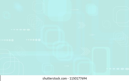 Tech Background. Light Horizontal Technology Background with Frames, Squares, Dots, Arrows and Lines. Modern Abstract Texture for Wallpaper, Applications, Web. Retro Digital Texture. Vector.