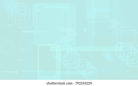 Tech Background. Light Horizontal Technology Background with Frames, Squares, Dots, Arrows and Lines. Modern Abstract Texture for Wallpaper, Applications, Web. Futuristic Digital Texture. Vector.