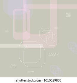 Tech Background. Light Square Technology Background with Frames, Squares, Dots, Arrows and Lines. Modern Abstract Texture for Wallpaper, Applications, Web. Fantastic Digital Texture. Vector.