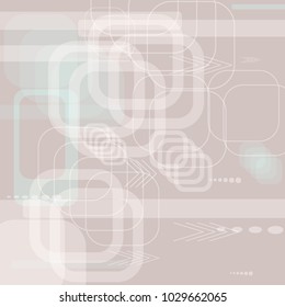 Tech Background. Light Square Technology Background with Frames, Squares, Dots, Arrows and Lines. Modern Abstract Texture for Wallpaper, Applications, Web. Retro Digital Texture. Vector.