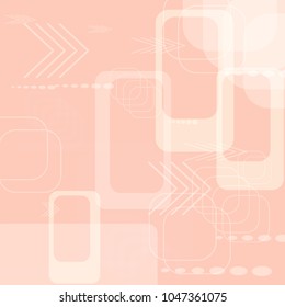 Tech Background. Light Square Technology Background with Frames, Squares, Dots, Arrows and Lines. Modern Abstract Texture for Wallpaper, Applications, Web. Trendy Digital Texture. Vector.