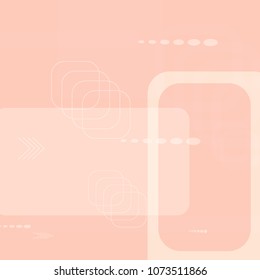 Tech Background. Light Square Technology Background with Frames, Squares, Dots, Arrows and Lines. Modern Abstract Texture for Wallpaper, Web, Applications. Retro Digital Texture. Vector.