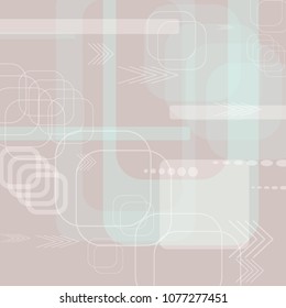 Tech Background. Light Square Technology Background with Frames, Squares, Dots, Arrows and Lines. Modern Abstract Texture for Web, Applications, Wallpaper. Retro Digital Texture. Vector.
