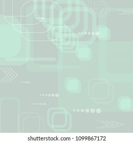 Tech Background. Light Square Technology Background with Frames, Squares, Dots, Arrows and Lines. Modern Abstract Texture for Web, Applications, Wallpaper. Trendy Digital Texture. Vector.