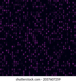 Tech background. Magenta sparse hexademical background. Medium sized seamless pattern. Creative vector illustration.