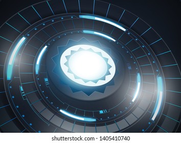 Tech background. Neon glow grid wallpaper. Science visualization