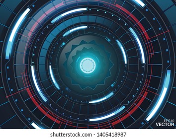 Tech background. Neon glow grid wallpaper. Science visualization