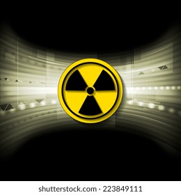 Tech background with radioactive symbol. Vector illustration