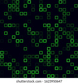 Tech background. Sparse pattern of frames. Green colored seamless background. Trendy vector illustration.