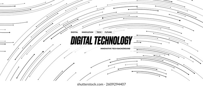 Tech background with thin lines and circle circuit wires on circuit AI board. Elegant web banner for presentation. Abstract technology bg. Modern white digital backdrop. Vector illustration.