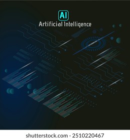 tech banner data ai, circuit background dark blue