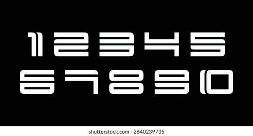 Tech beautiful elegant numerals. Vintage and old school retro typographic. Vector Illustration numbers.
