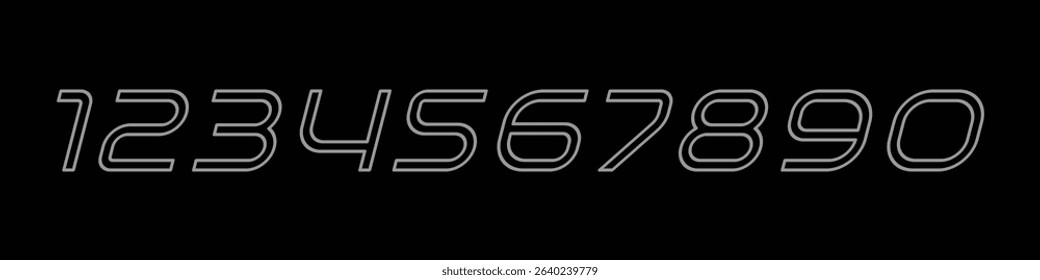 Tech beautiful elegant numerals. Vintage and old school retro typographic. Vector Illustration numbers.