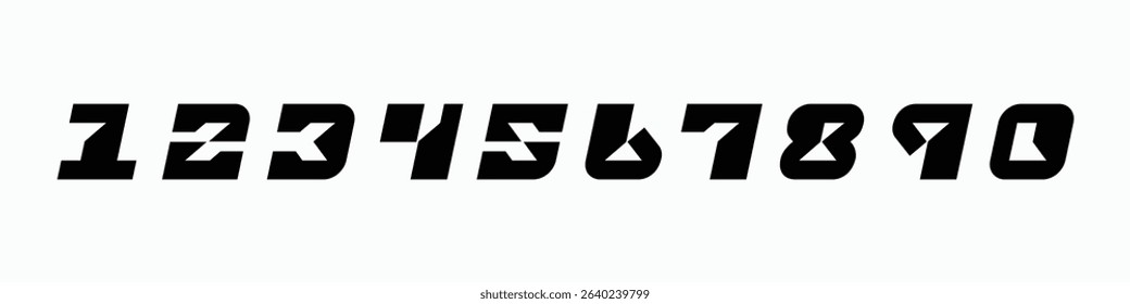 Tech beautiful elegant numerals. Vintage and old school retro typographic. Vector Illustration numbers.