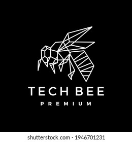 tech bee geometric polygonal logo vector icon illustration