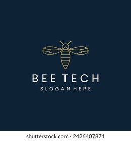 ilustración vectorial de logotipo de abeja tecnológica