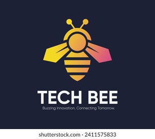 Tech Bee, Bee, Tech, Technology, Logo Template, Tech logo, bee logo, futuristic, modern, gradient