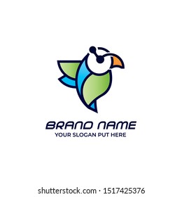 Tech bird logo or colorful bird logo design template