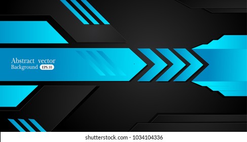 Tech black background with contrast 
blue stripes. Abstract vector graphic brochure design