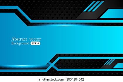 Tech black background with contrast 
blue stripes. Abstract vector graphic brochure design
