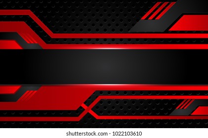 Tech black background with contrast red stripes. Abstract vector graphic brochure design