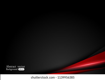 Tech black background with contrast red stripes. Abstract vector graphic brochure design