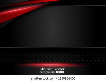 Tech black background with contrast red stripes. Abstract vector graphic brochure design