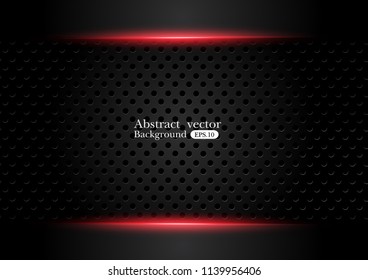 Tech black background with contrast red stripes. Abstract vector graphic brochure design