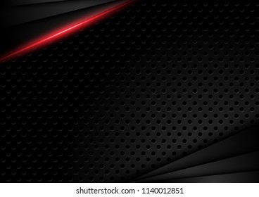 Tech black background with contrast red stripes. Abstract vector graphic brochure design