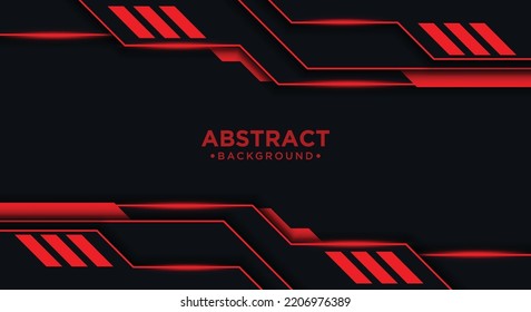 Fondo negro tecnológico con rayas rojas de contraste. Diseño gráfico de vector abstracto