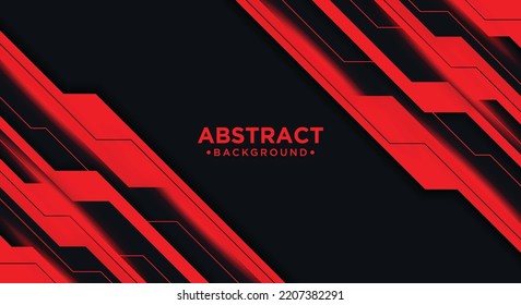 Tech black background with contrast red stripes. Abstract vector graphic brochure design.