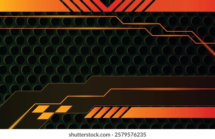 Tech black background with contrast red stripes. Abstract vector graphic brochure design