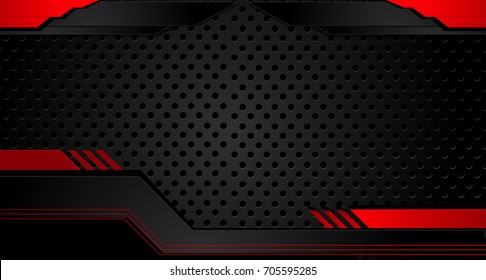 Tech black background and contrast red stripes  Abstract vector graphic brochure design