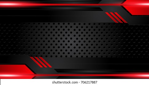 Tech black background with contrast red stripes. Abstract vector graphic brochure design