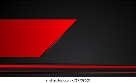 Tech black background with contrast red stripes. Abstract vector graphic brochure design