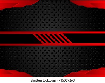 Tech black background with contrast red stripes. Abstract vector graphic brochure design