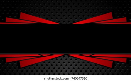 Tech black background with contrast red stripes. Abstract vector graphic brochure design