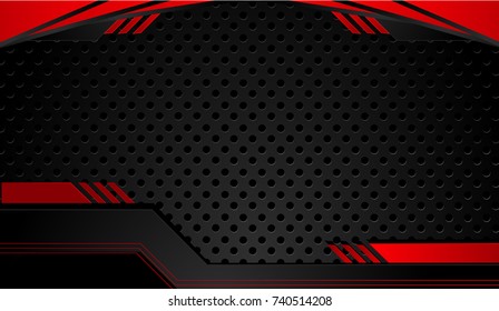 Tech black background with contrast red stripes. Abstract vector graphic brochure design