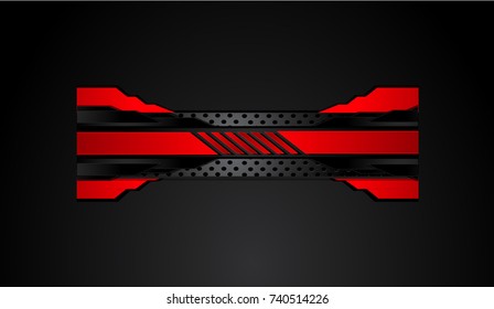 Tech black background with contrast red stripes. Abstract vector graphic brochure design