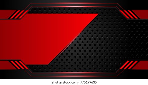 Tech black background with contrast red stripes. Abstract vector graphic brochure design