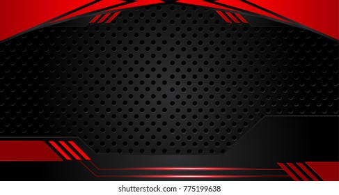 Tech black background with contrast red stripes. Abstract vector graphic brochure design