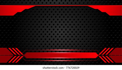 Tech black background with contrast red stripes. Abstract vector graphic brochure design