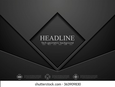 Tech black concept corporate abstract graphic design. Vector background