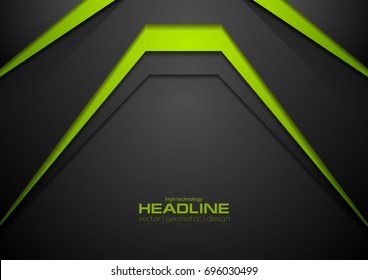 Tech Black And Green Abstract Background. Vector Design