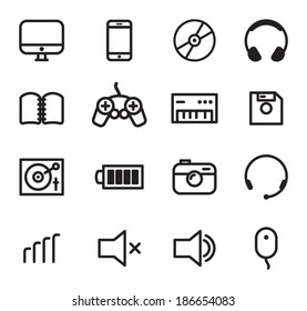 Tech black icons set