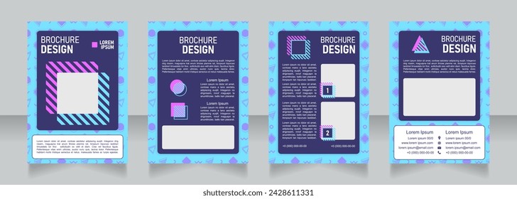 Tech blank brochure design. Template set with copy space for text. Premade corporate reports collection. Editable 4 paper pages. Bahnschrift SemiLight, Bold SemiCondensed, Arial Regular fonts used