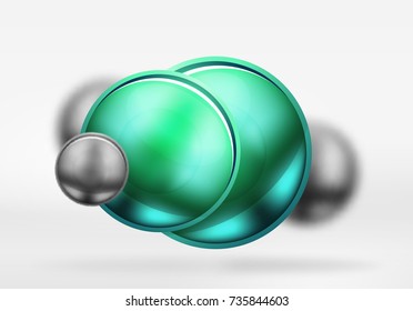 Tech blurred spheres and round circles with glossy and metallic surface. Vector realistic 3d objects, hi-tech technology abstract background