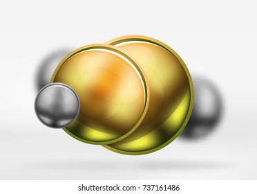 Esferas negras tecnológicas y círculos redondos con una superficie brillante y metálica. Objetos 3d vectoriales realistas, fondo abstracto de tecnología de alta tecnología