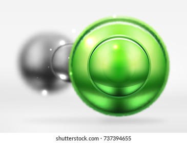 Esferas negras tecnológicas y círculos redondos con una superficie brillante y metálica. Objetos 3d vectoriales realistas, fondo abstracto de tecnología de alta tecnología